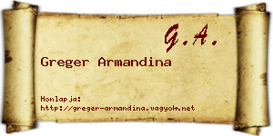Greger Armandina névjegykártya